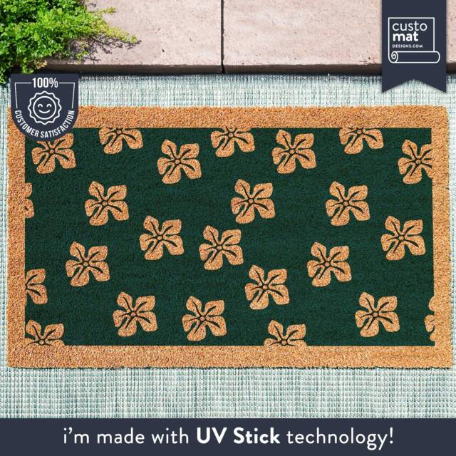 Tropical Hawaiian Flower Door Mat Pattern - Hibiscus Plant Doormat Print Welcome Rug Custom - image 1