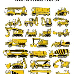 Construction Truck Print Nursery Wall Art, Boy Room Decor - thumbnail 2