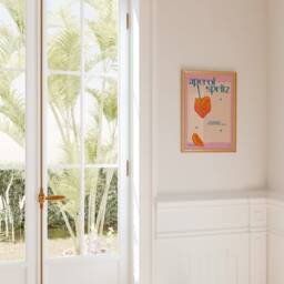 Retro Aperol Spritz Poster, Cocktail Print, Bar Cart Kitchen Print Unframed - thumbnail 2