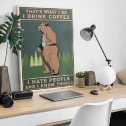 Coffee Bear Poster, Kitchen Art, Comedy Animal Print, Animals, Lover, Funny Wall Art Decor, Ideal Gift - thumbnail 3