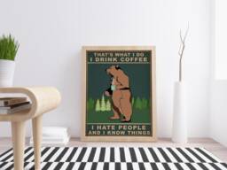 Coffee Bear Poster, Kitchen Art, Comedy Animal Print, Animals, Lover, Funny Wall Art Decor, Ideal Gift - thumbnail 1