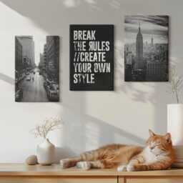 Set Of 3 Canvas Prints - City Streets in Black & White With An Inspiring Text, Photo Print, Travels Wall Decor - thumbnail 2