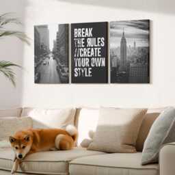 Set Of 3 Canvas Prints - City Streets in Black & White With An Inspiring Text, Photo Print, Travels Wall Decor - thumbnail 3