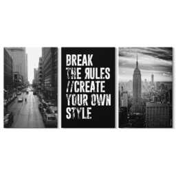 Set Of 3 Canvas Prints - City Streets in Black & White With An Inspiring Text, Photo Print, Travels Wall Decor - thumbnail 1
