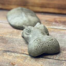 Stone Garden 2 Piece Laying Submerged Hippo Statue Ornament - thumbnail 3