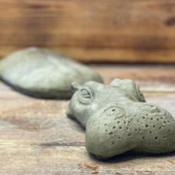 Stone Garden 2 Piece Laying Submerged Hippo Statue Ornament - thumbnail 4