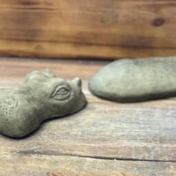 Stone Garden 2 Piece Laying Submerged Hippo Statue Ornament - thumbnail 2
