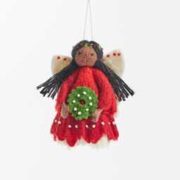 Little Christmas Spirit Ornament - Brown, Hand Felted Holiday Angel Charm, Handmade Decor - thumbnail 2