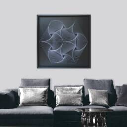 Large Geometric String Art - Black & White Mandala Neon Wall - thumbnail 1