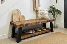 Handmade Rustic Farmhouse Shoe Rack With Shelving - Industrial Boot Storage UK Entryway Furniture