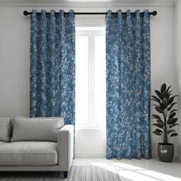 Blue Floral Curtains, Botanical Leaf Pattern Drapes, Custom Size Window Treatments, Modern Natural Home Decor Panels - thumbnail 2