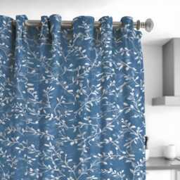 Blue Floral Curtains, Botanical Leaf Pattern Drapes, Custom Size Window Treatments, Modern Natural Home Decor Panels - thumbnail 3