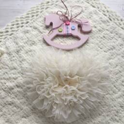Hand Made Knitting Blanket For Baby. Baptism Blanket. Take Home Baby Blanket Newborn. Baby Born Ivory - thumbnail 3