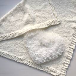 Hand Made Knitting Blanket For Baby. Baptism Blanket. Take Home Baby Blanket Newborn. Baby Born Ivory - thumbnail 4