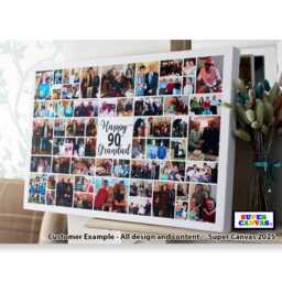 90Th Birthday Personalised 56 Photo Picture Board Collage Framed Canvas Print Grandad Grandma Mum Dad Nana Sister Friend Brother Gift - thumbnail 1
