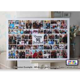 90Th Birthday Personalised 56 Photo Picture Board Collage Framed Canvas Print Grandad Grandma Mum Dad Nana Sister Friend Brother Gift - thumbnail 2