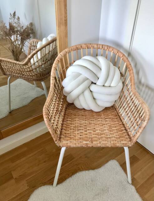 Large Round Velvet Knot Pillow For Rattan Chair - 16 Color Options - image 1