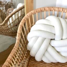 Large Round Velvet Knot Pillow For Rattan Chair - 16 Color Options - thumbnail 2