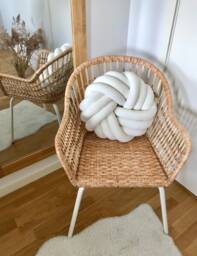 Large Round Velvet Knot Pillow For Rattan Chair - 16 Color Options - thumbnail 1