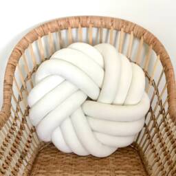 Large Round Velvet Knot Pillow For Rattan Chair - 16 Color Options - thumbnail 3