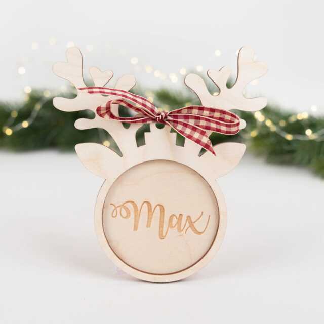 Personalized Christmas Tree Pendant With Desired Name Made Of Wood, Ball Decoration - image 1
