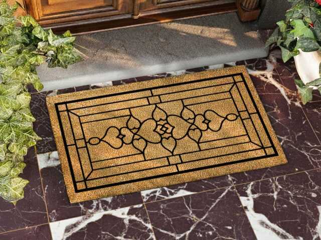 Intertwined Hearts Rug - Classic Porch D??cor Durable Coir Welcome Mat - image 1