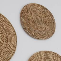 Woven Rattan Oval Wall Decor Set - Boho Basket Art - thumbnail 3