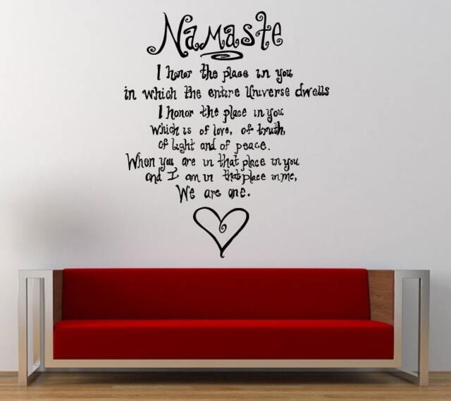 Namaste Quote Saying We Are One Heart Wall Decal Sticker Vinyl Mural Leaving Bedroom Room Home Decor Free Shipping L308 - image 1