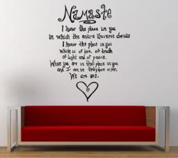 Namaste Quote Saying We Are One Heart Wall Decal Sticker Vinyl Mural Leaving Bedroom Room Home Decor Free Shipping L308 - thumbnail 1