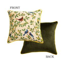 Bird Floral Pillow Cover, Jacquard Cushion Cover With Velvet Back - thumbnail 4