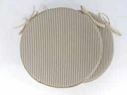 Set Of 2 Grey Stripe Bistro/Garden/Patio/Round Seat Pads - thumbnail 1