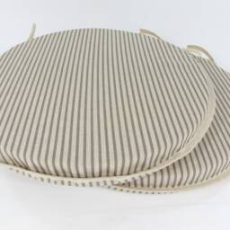 Set Of 2 Grey Stripe Bistro/Garden/Patio/Round Seat Pads - thumbnail 3