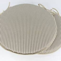 Set Of 2 Grey Stripe Bistro/Garden/Patio/Round Seat Pads - thumbnail 2
