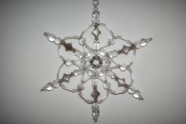 Clear, Silver Snowflake Decoration, Sun-Catcher, Ornament, Christmas Decoration. Pack Of 3