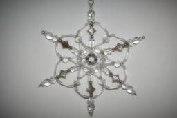 Clear, Silver Snowflake Decoration, Sun-Catcher, Ornament, Christmas Decoration. Pack Of 3