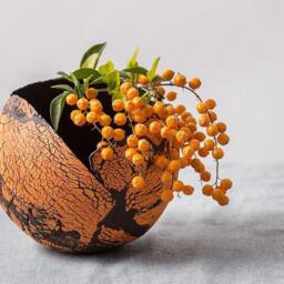 Large Orange & Black Succulent Planter - Contemporary Pot - thumbnail 3