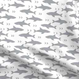 Grey Shark Sheets - Fabric By Charlottewinter Nautical Boy Nursery Ocean Fish Cotton Sateen Sheet Set Bedding Spoonflower - thumbnail 4