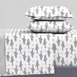 Grey Shark Sheets - Fabric By Charlottewinter Nautical Boy Nursery Ocean Fish Cotton Sateen Sheet Set Bedding Spoonflower - thumbnail 1
