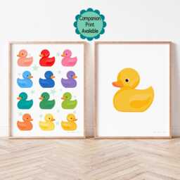 Rainbow Rubber Bath Duckies Bathroom & Kids Room Art, Duck Digital Printable Wall Hanging, Fun Nursery Decor, Modern Playful Decor - thumbnail 2