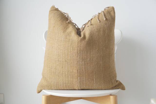 Brown Tribal Hemp Hand Woven Natural Dye Color Hmong Lumbar Pillow Cover - image 1