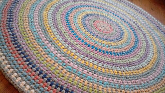 Handmade Wool Round Rug Colorful Crochet Rug, Modern Style - image 1