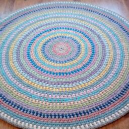 Handmade Wool Round Rug Colorful Crochet Rug, Modern Style - thumbnail 2
