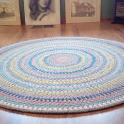 Handmade Wool Round Rug Colorful Crochet Rug, Modern Style - thumbnail 4