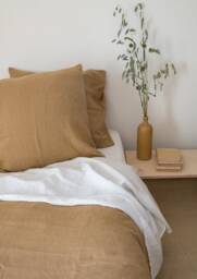 Almond Linen Pillowcase, Washed Pillow Cover Standard Queen King Euro Custom Sizes - thumbnail 1