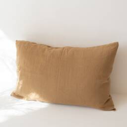 Almond Linen Pillowcase, Washed Pillow Cover Standard Queen King Euro Custom Sizes - thumbnail 2
