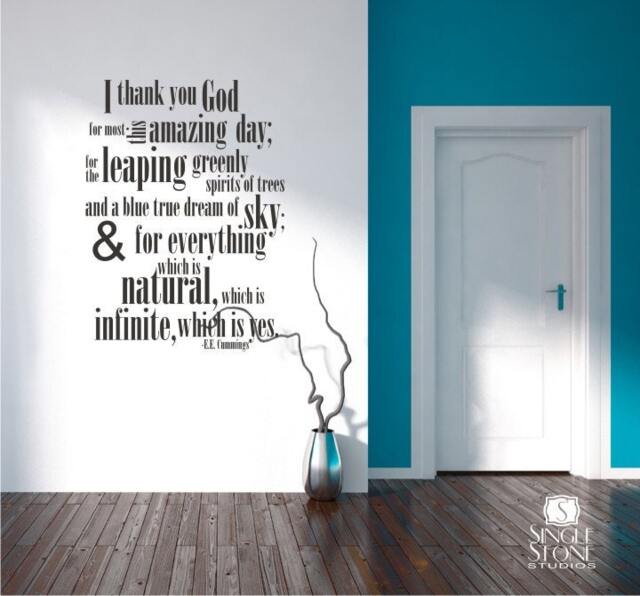 E.e. Cummings Quote Wall Decal Thank You God Vinyl Lettering - image 1