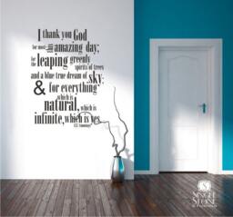 E.e. Cummings Quote Wall Decal Thank You God Vinyl Lettering