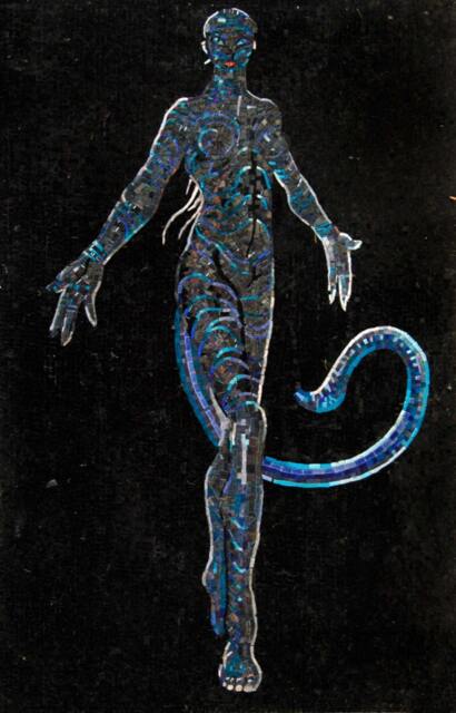 "Custom Glass Mosaic Art Avatar Figure Wall Decor - 31"" X 49"
