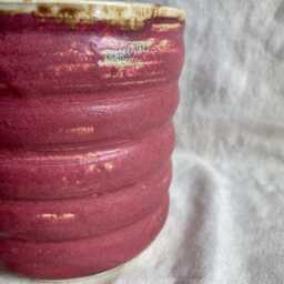 Dark Pink Bubble Ceramic Planter, Handmade Glazed Pot, Cream Plant Large Pink Vessel, Unique British Gift, Handcrafted Pots - thumbnail 3