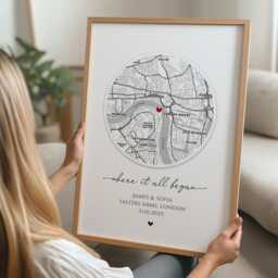 Personalised Where We Met Print. Valentines Gift For Her. Anniversary Wife Husband Boyfriend. Custom Map Wedding Gift. Couple Poster - thumbnail 3